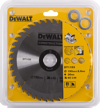 Пильный диск универсальный DeWALT 190х40тх30 мм Construction DT1153-QZ [DT1153-QZ]