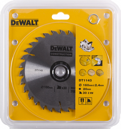 Пильный диск универсальный DeWALT 160х30тх20 мм Construction DT1143-QZ [DT1143-Q]