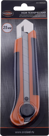 AV Steel AV-900525 Нож с прорезиненной ручкой 25 мм [AV-900525]
